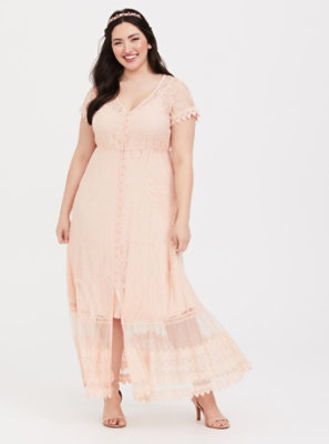 pink lace maxi dress with sleeves