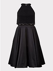 Special Occasion Black Lace & Satin Skirt 2-Piece Set, DEEP BLACK, hi-res