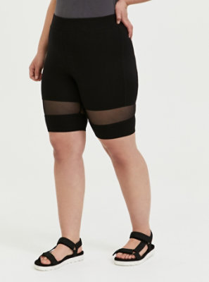 Plus Size - Black Mesh Inset Bike Short - Torrid