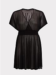 Plus Size Dolman Dress Swim Cover Up - Mesh Black, DEEP BLACK, hi-res