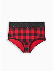 Cotton Mid-Rise Brief Lace Trim Panty, TRADITIONAL BUFFALO, hi-res