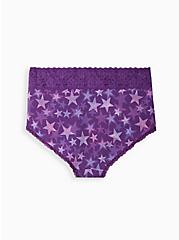 Cotton Mid-Rise Brief Lace Trim Panty, DOTTED STAR PURPLE, alternate