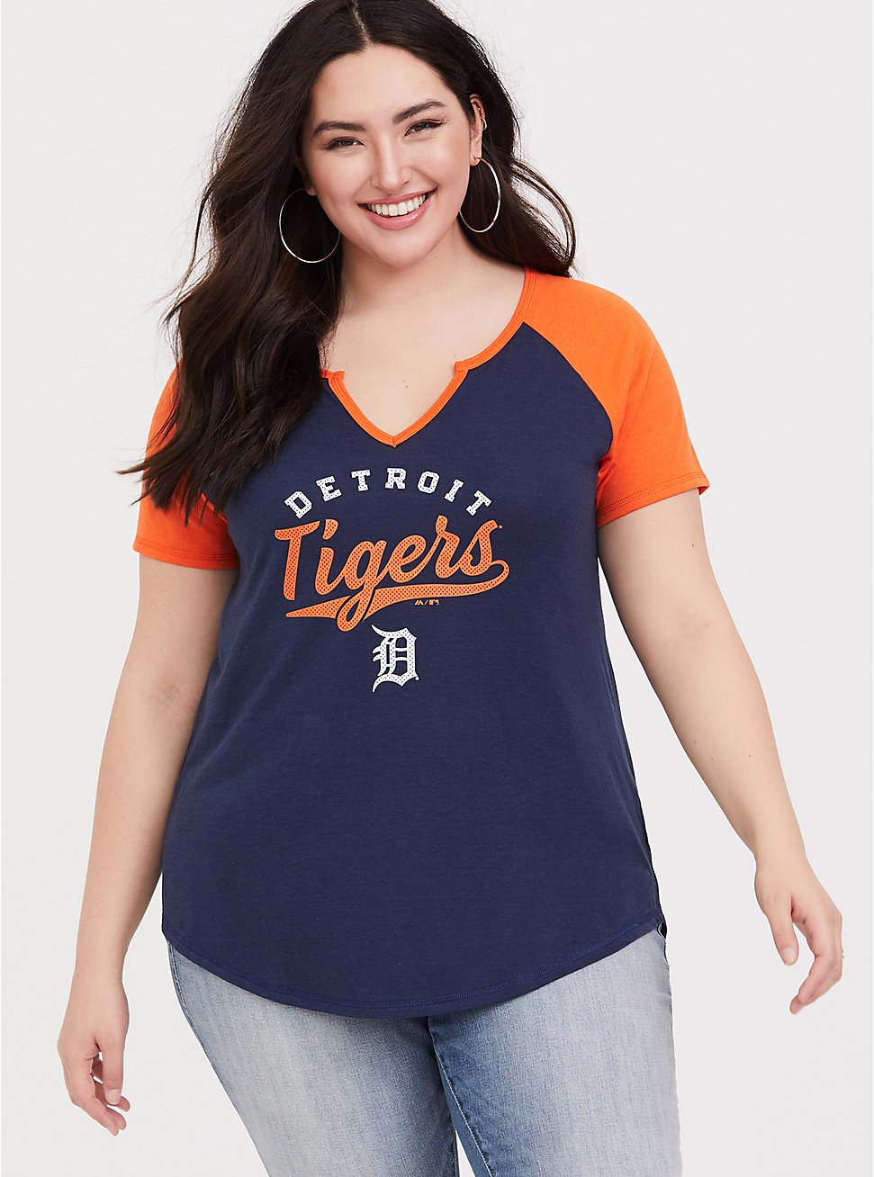 MLB Detroit Tigers Navy Classic Fit Raglan Tee, PEACOAT, hi-res