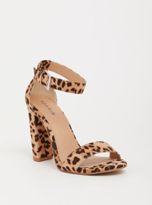 Plus Size - Leopard Ankle Strap Block Heel Sandal (WW) - Torrid