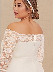 Special Occasion Ivory Lace Off Shoulder Bodycon Dress, CLOUD DANCER, alternate