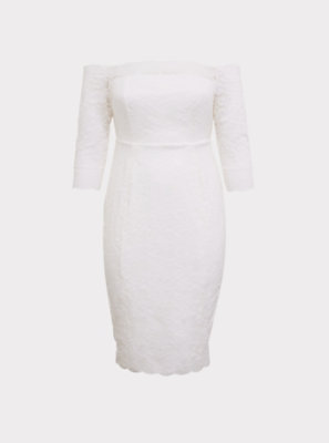 special occasion white lace midi dress