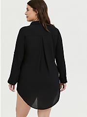 Shirt Dress Swim Cover Up - Crinkle Gauze Black, DEEP BLACK, alternate