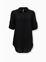 Shirt Dress Swim Cover Up - Crinkle Gauze Black, DEEP BLACK, hi-res