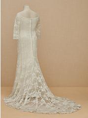 Ivory Off Shoulder Lace & Sequin Wedding Dress, CLOUD DANCER, hi-res