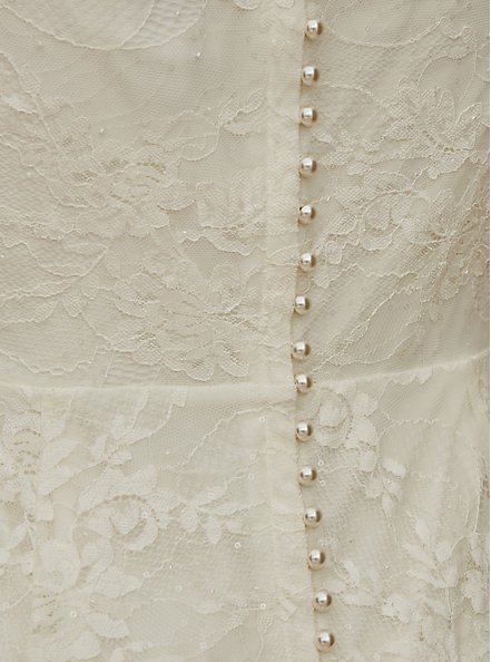 Plus Size Ivory Off Shoulder Lace & Sequin Wedding Dress, CLOUD DANCER, alternate