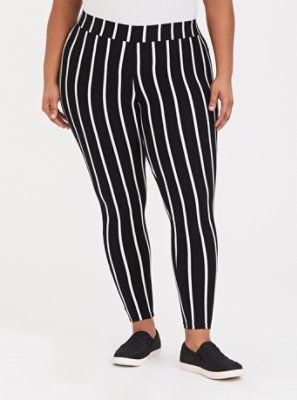 Plus Size - Premium Legging - Stripe Black & White - Torrid