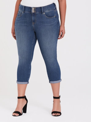 plus size stretch capri jeans