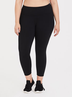 Plus Size - Black Lattice Mesh Insert Crop Wicking Active Legging - Torrid