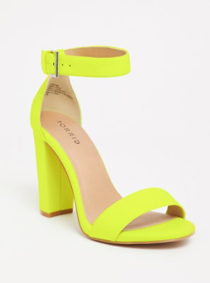 neon ankle strap heels
