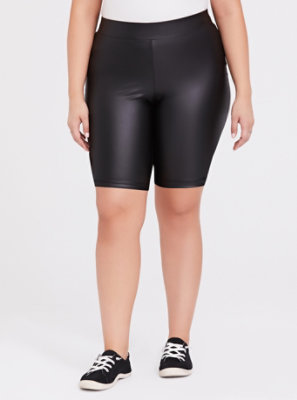 high waisted faux leather shorts plus size