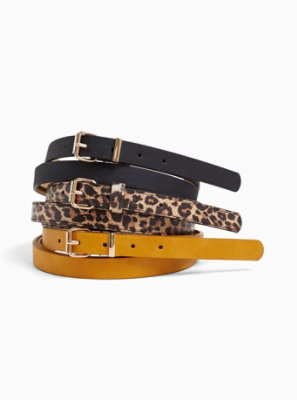 Plus Size - Faux Leather Leopard Belt - Pack of 3 - Torrid