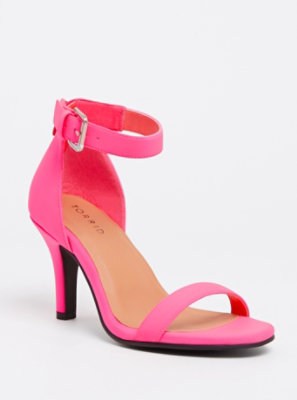 Neon Pink Ankle Strap Thin Heel (WW 