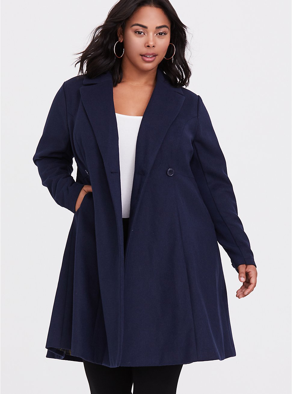 Outlander Navy Double-Breasted Swing Coat