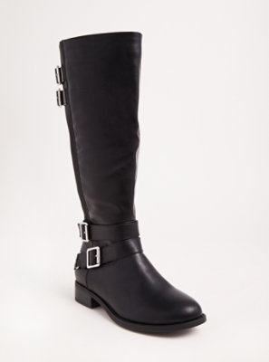 Black Faux Leather Tall Boots (Wide Width & Wide to Extra Wide Calf ...