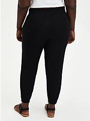Relaxed Fit Jogger Gauze Mid-Rise Pant, DEEP BLACK, alternate