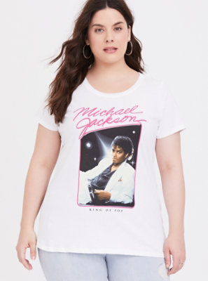 Plus Size - Michael Jackson White Slim Fit Crew Tee - Torrid