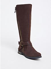 Chocolate Brown Brushed Faux Leather Tall Boot (WW & Wide to Extra Wide Calf), BROWN, hi-res