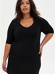 Black Jersey T-Shirt Dress, DEEP BLACK, alternate