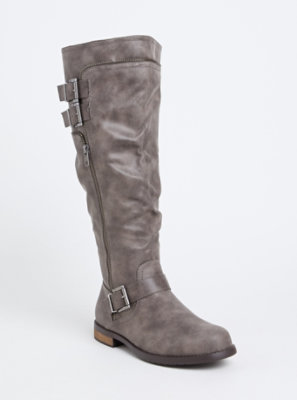 grey leather boots knee high