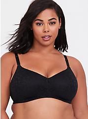 Wire-Free Lightly Lined Super Soft Lace 360° Back Smoothing™ Bra, RICH BLACK, hi-res