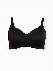 Wire-Free Lightly Lined Super Soft Lace 360° Back Smoothing™ Bra, RICH BLACK, hi-res