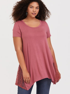 Plus Size - Super Soft Rose Pink Embroidered Long Tunic Tee - Torrid