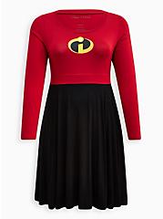 Plus Size Disney Pixar The Incredibles Skater Dress - Red & Black , BLACK  RED, hi-res