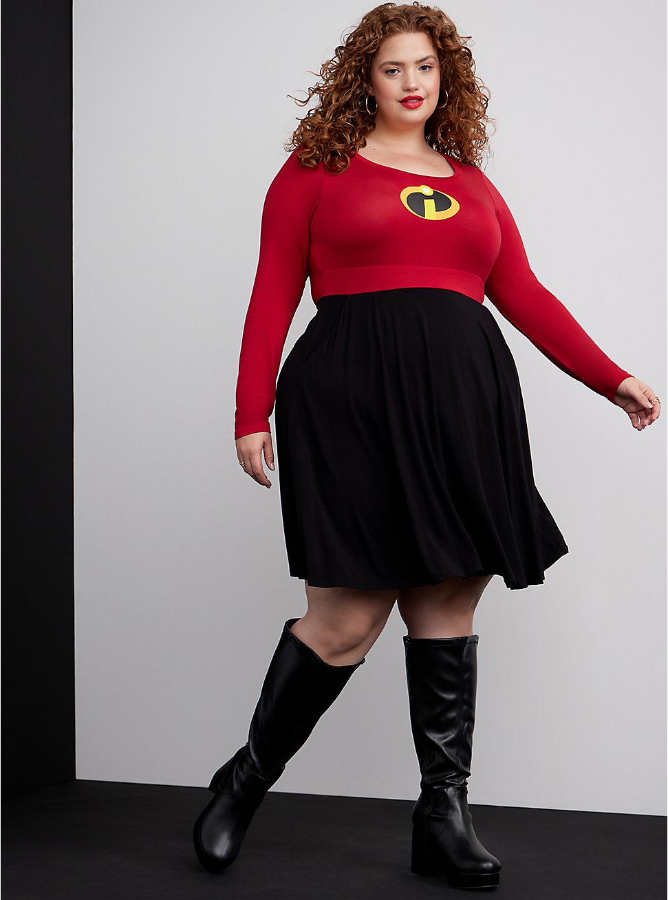 Plus Size Disney Pixar The Incredibles Skater Dress - Red & Black , BLACK  RED, hi-res