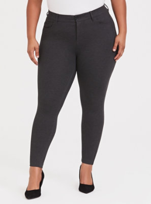 Plus Size - Bombshell Skinny Premium Ponte Pant - Charcoal Grey - Torrid