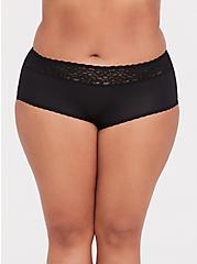 Second Skin Mid-Rise Hipster Lace Trim Panty, RICH BLACK, hi-res