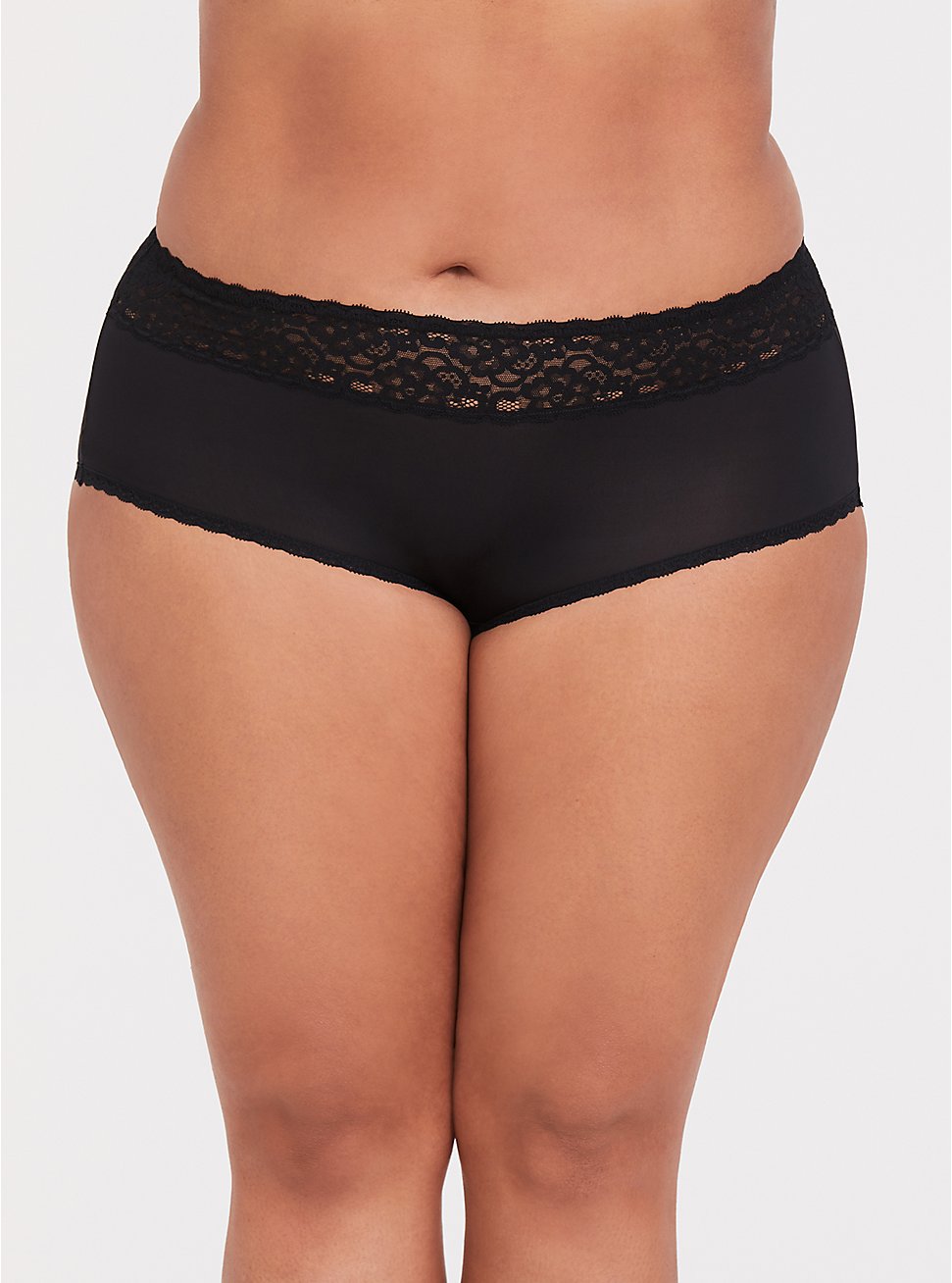 Second Skin Mid-Rise Hipster Lace Trim Panty, RICH BLACK, hi-res