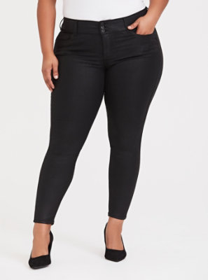 plus size coated skinny jeans