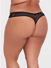 Lace And Mesh Mid-Rise Thong Panty, RICH BLACK, alternate