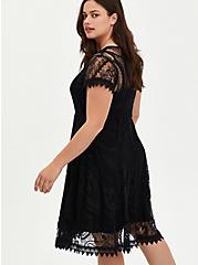 Mini Lace Button-Front Shirt Dress, DEEP BLACK, alternate