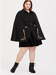 Plus Size Harry Potter Always Embroidered Black Woolen Cape Coat, DEEP BLACK, alternate