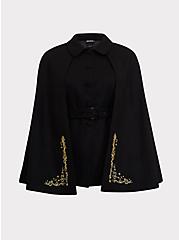 Harry Potter Always Embroidered Black Woolen Cape Coat, DEEP BLACK, hi-res