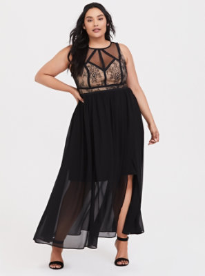 torrid black lace maxi dress