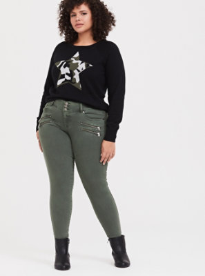 plus size olive green jeggings
