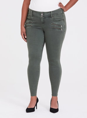 green jeggings plus size