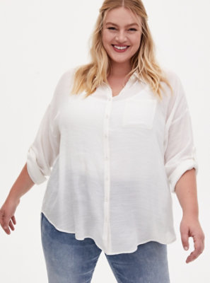 Plus Size - Lindsay Drop Shoulder Button-Down Shirt - Torrid