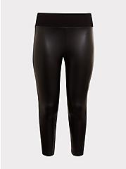 Faux Leather & Ponte Pixie Pant - Black, DEEP BLACK, hi-res