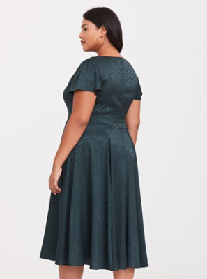 Plus Size - Dark Green Textured Midi Dress - Torrid