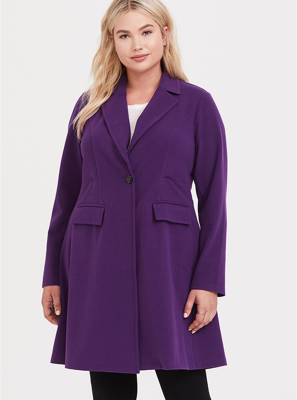 Purple Brushed Premium Ponte Coat, , hi-res