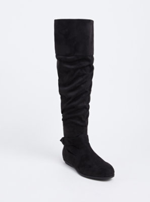 black suede scrunch boots