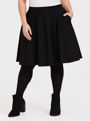 plus size a line black skirt